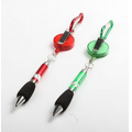 Retractable Soft Grip Metal Pen with Carabiner